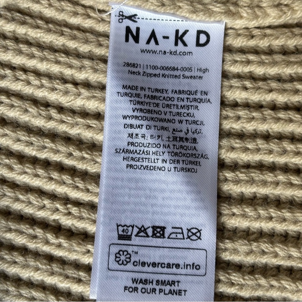 NA-KD | Tan Cozy Slouchy Oversized Neutral Chic Half Zip Knit Sweater | Size M - Picture 7 of 7
